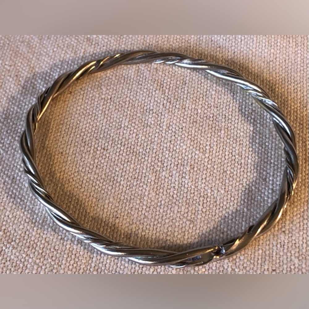 Vintage Handcrafted Nickel Silver Twist Bangle Bracelet fits up to 8” wrist